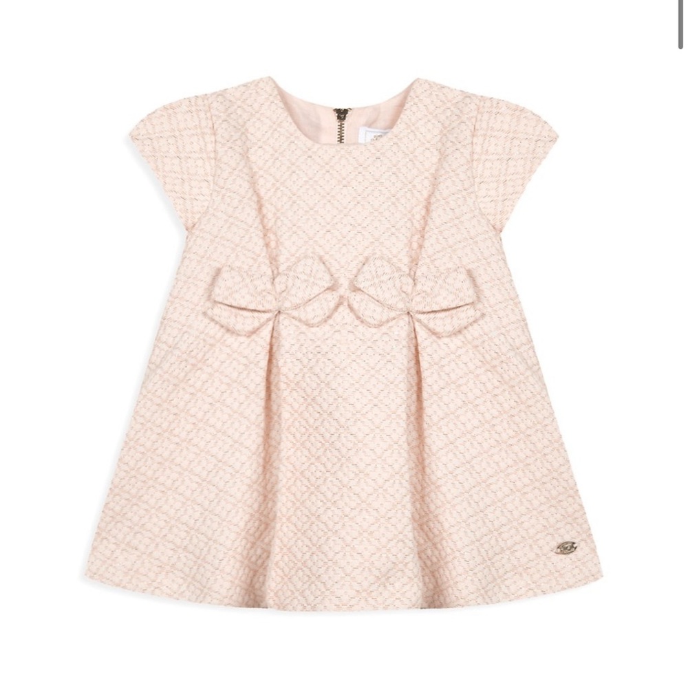 Tartine et Chocolat Light Pink Quilted Bow Dress
